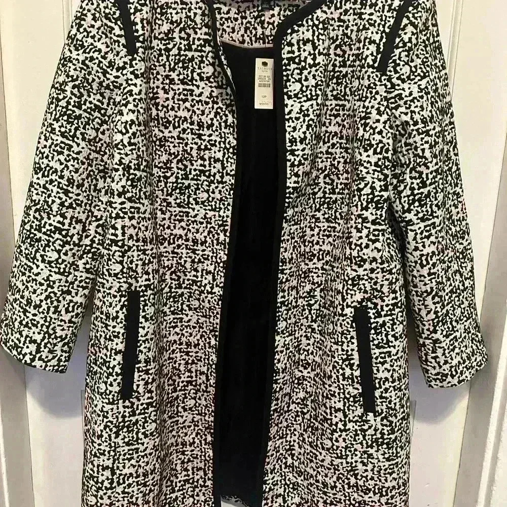 NWT Talbots jacquard open coat structured classic mid-length  Size 12P